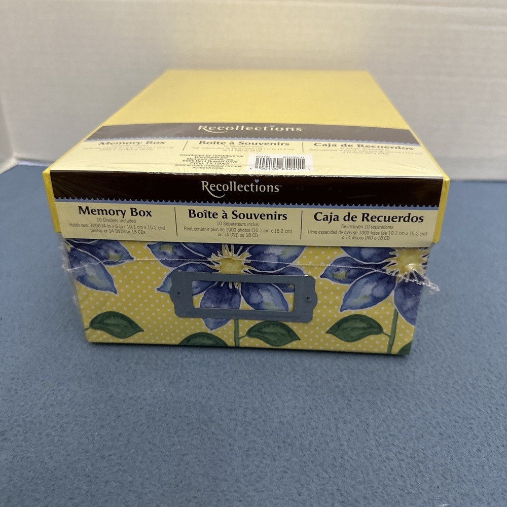 Recollections Yellow w/Blue Flowers Memory Box (023426) for Photos, DVDs & More‎
